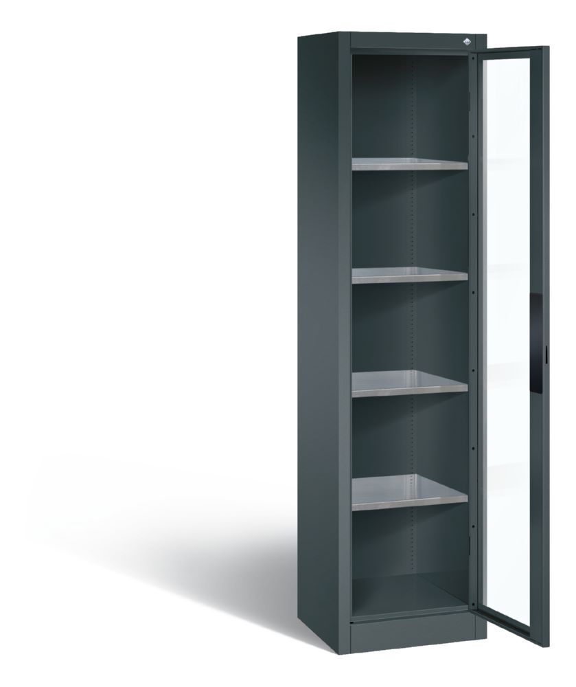 C+P Werkstattschrank mit Fenster 4 Fachböden in dunkelgrau 502 x 400 x 190 mm Produktbild C+P Werkstattschrank mit Fenster 4 Fachböden in dunkelgrau 502 x 400 x 190 mm bild 2
