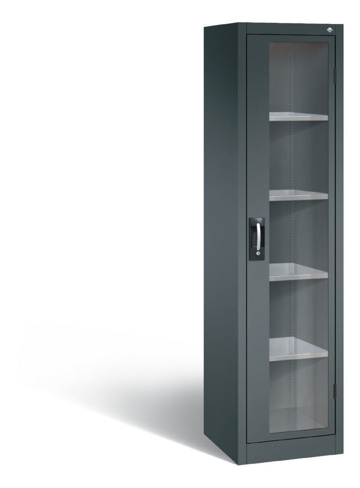C+P Werkstattschrank mit Fenster und Flügeltür dunkelgrau 502 x 500 x 1950 mm Produktbild C+P Werkstattschrank mit Fenster und Flügeltür dunkelgrau 502 x 500 x 1950 mm