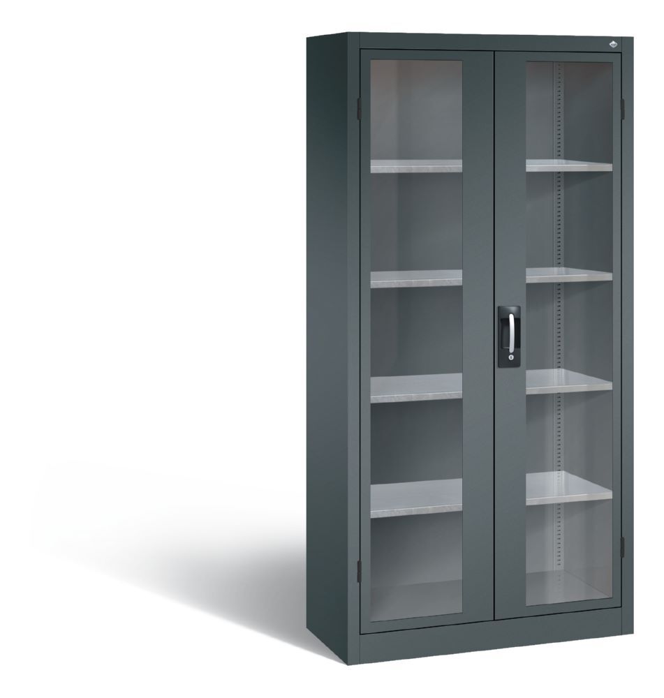 C+P Werkstattschrank mit Fenster aus Acrylglas in anthrazit 930 x 400 x 1950 mm Produktbild C+P Werkstattschrank mit Fenster aus Acrylglas in anthrazit 930 x 400 x 1950 mm