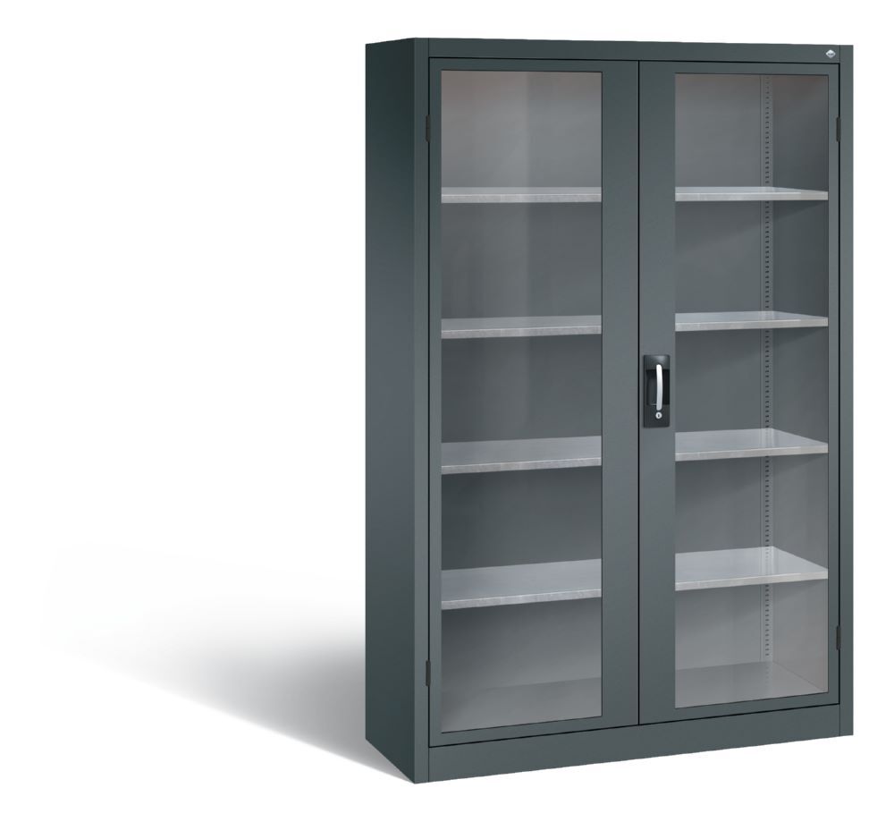 C+P Werkstattschrank mit Fenstertüren dunkles anthrazit 1200 x 400 x 1950 mm Produktbild C+P Werkstattschrank mit Fenstertüren dunkles anthrazit 1200 x 400 x 1950 mm