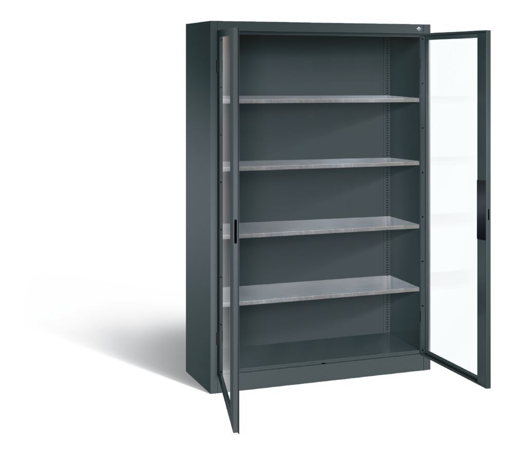 C+P Werkstattschrank mit Fenstertüren dunkles anthrazit 1200 x 400 x 1950 mm Produktbild C+P Werkstattschrank mit Fenstertüren dunkles anthrazit 1200 x 400 x 1950 mm bild 2