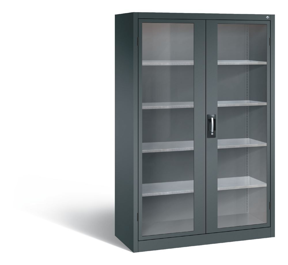 C+P Großer Werkstattschrank mit Sichtfenster anthrazit 1200 x 500 x 1950 mm Produktbild C+P Großer Werkstattschrank mit Sichtfenster anthrazit 1200 x 500 x 1950 mm