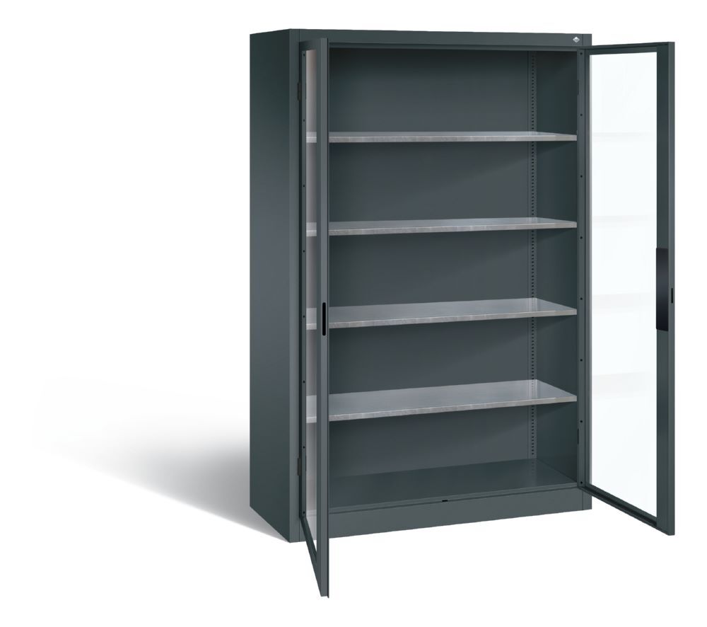C+P Großer Werkstattschrank mit Sichtfenster anthrazit 1200 x 500 x 1950 mm Produktbild C+P Großer Werkstattschrank mit Sichtfenster anthrazit 1200 x 500 x 1950 mm bild 2