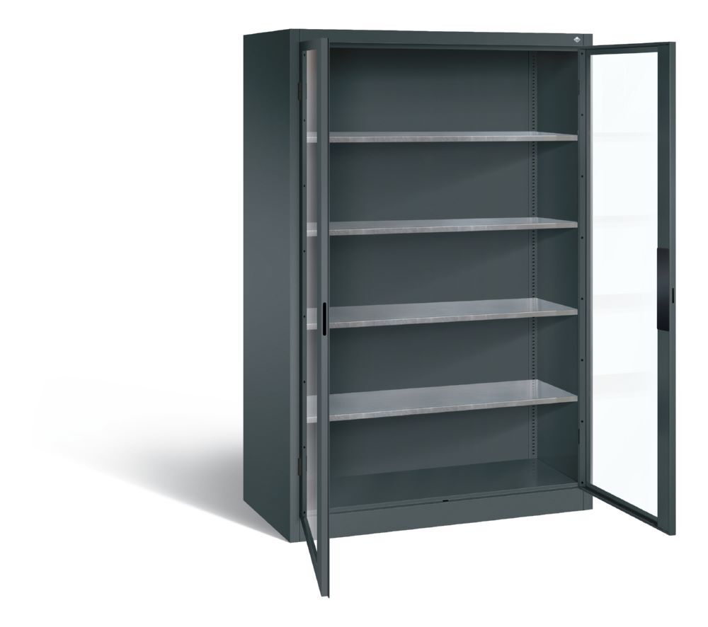 C+P Werkstattschrank mit Fenster H 1950 x B 1200 x T 600 mm anthrazit Produktbild C+P Werkstattschrank mit Fenster H 1950 x B 1200 x T 600 mm anthrazit bild 2