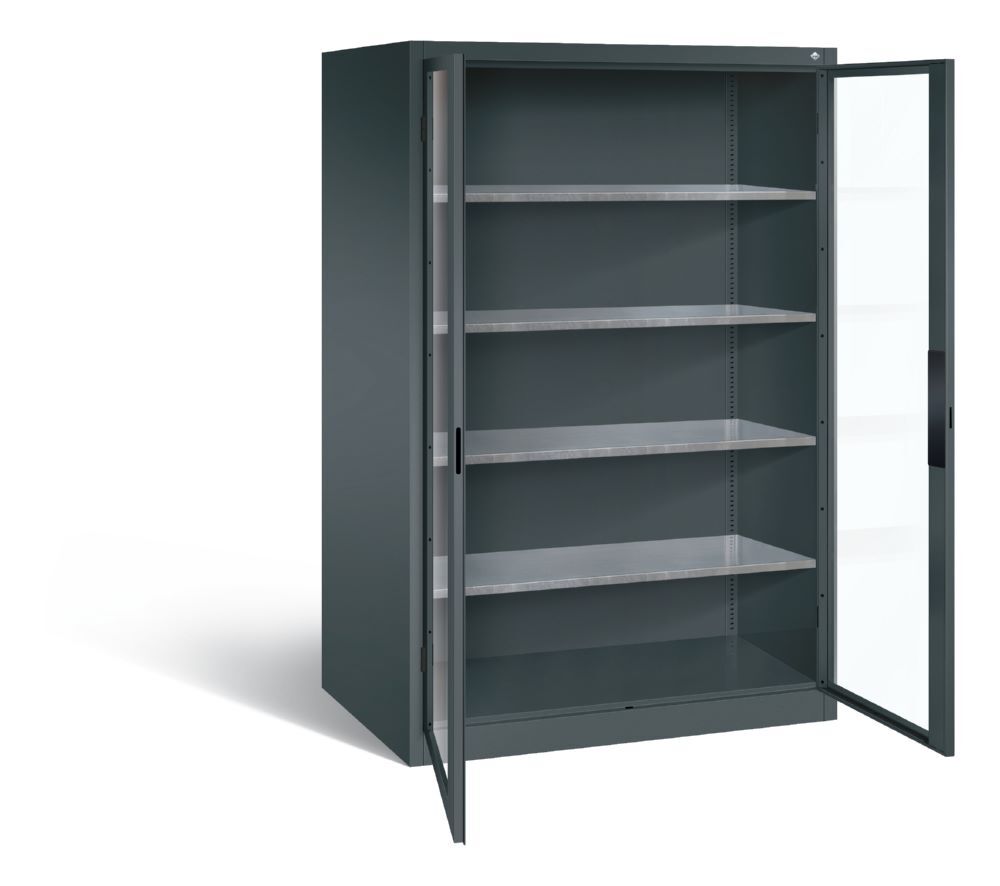 C+P Werkstattschrank mit Fenster H 1950 x B 1200 x T 800 mm in anthrazit Produktbild C+P Werkstattschrank mit Fenster H 1950 x B 1200 x T 800 mm in anthrazit bild 2