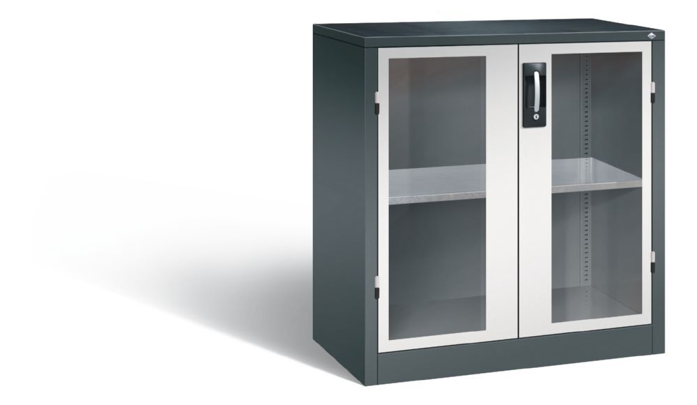 C+P Werkstattschrank mit Fenster und Fachboden lichtgrau 930 x 500 x 1000 mm Produktbild C+P Werkstattschrank mit Fenster und Fachboden lichtgrau 930 x 500 x 1000 mm