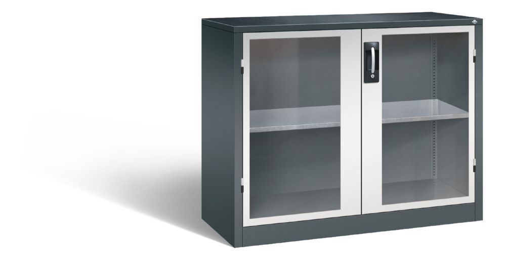C+P Werkstattschrank aus Stahl mit Fenstertüren in grau 1200 x 500 x 1000 mm Produktbild C+P Werkstattschrank aus Stahl mit Fenstertüren in grau 1200 x 500 x 1000 mm