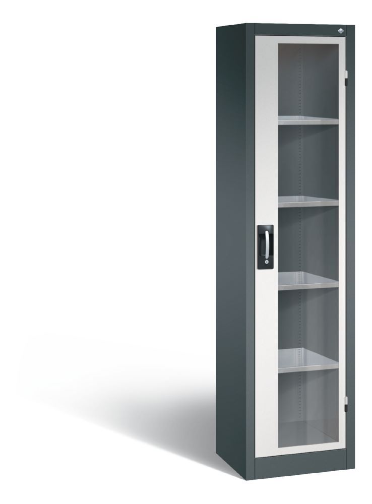 C+P Werkstattschrank mit Fenster und Fächer anthrazit lichtgrau 402 x 400 x 1950 mm Produktbild C+P Werkstattschrank mit Fenster und Fächer anthrazit lichtgrau 402 x 400 x 1950 mm