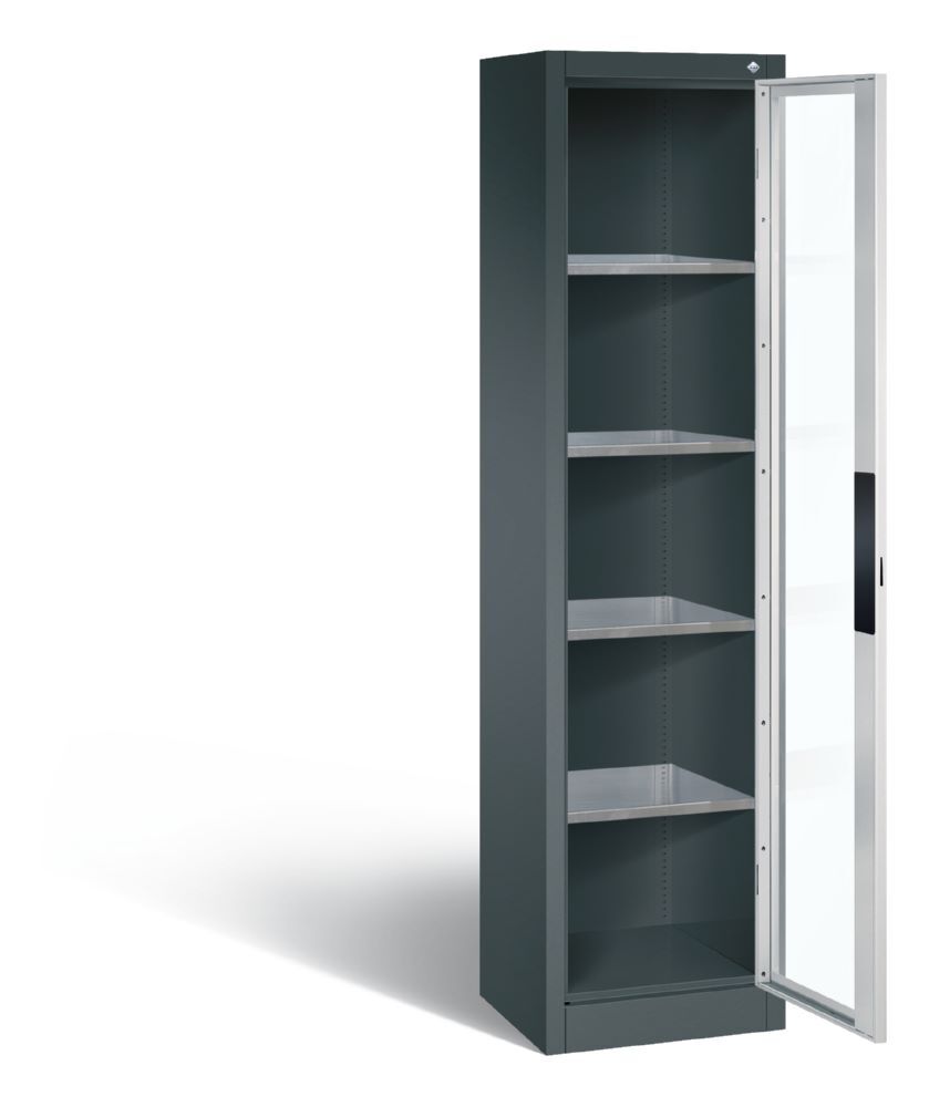 C+P Werkstattschrank mit Fenster und Fächer anthrazit lichtgrau 402 x 400 x 1950 mm Produktbild C+P Werkstattschrank mit Fenster und Fächer anthrazit lichtgrau 402 x 400 x 1950 mm bild 2