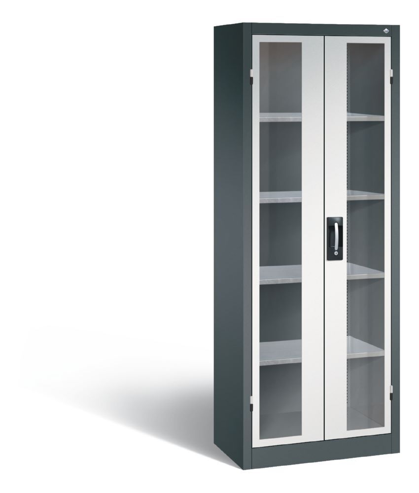C+P Werkstattschrank mit Fenstertüren in lichtgrau 700 x 400 x 1950 mm Produktbild C+P Werkstattschrank mit Fenstertüren in lichtgrau 700 x 400 x 1950 mm