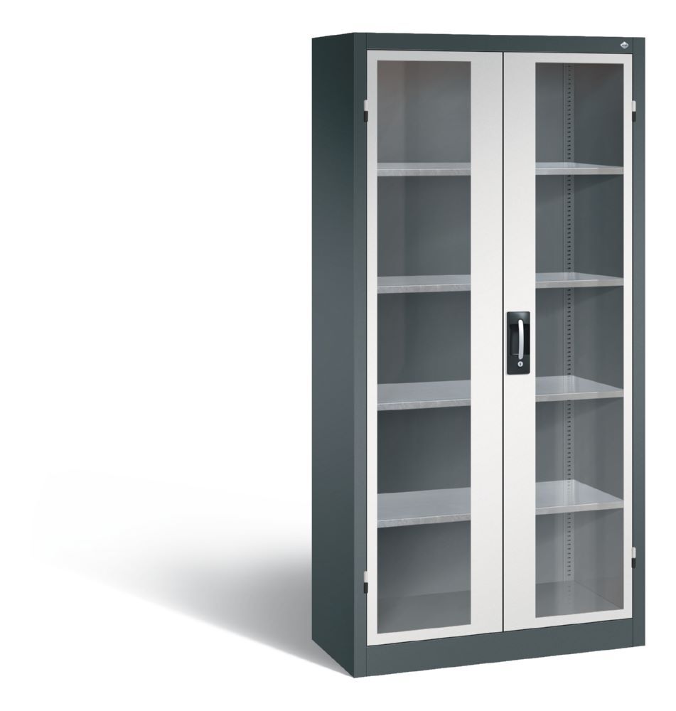 C+P Werkstattschrank mit Fenster anthrazit lichtgrau 930 x 400 x 1950 mm Produktbild C+P Werkstattschrank mit Fenster anthrazit lichtgrau 930 x 400 x 1950 mm