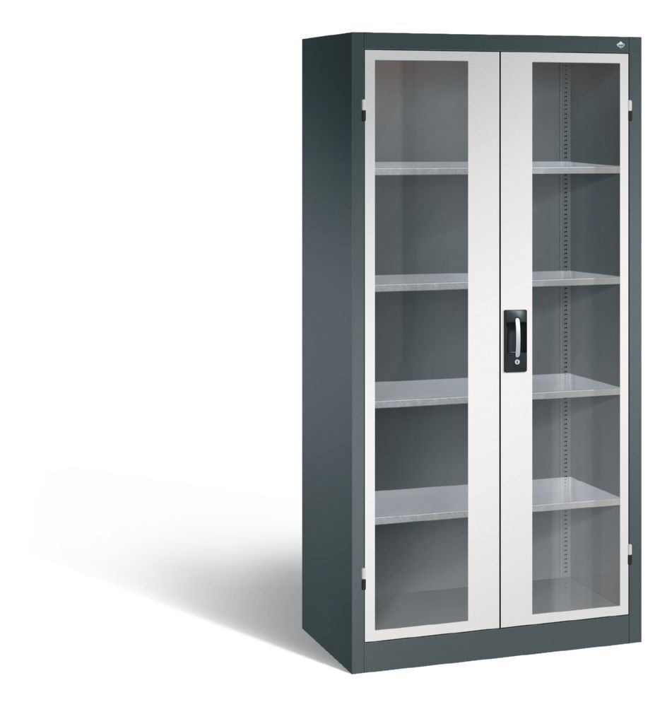 C+P Werkstattschrank mit Fenstertüren in hellgrau 930 x 500 x 1950 mm Produktbild C+P Werkstattschrank mit Fenstertüren in hellgrau 930 x 500 x 1950 mm