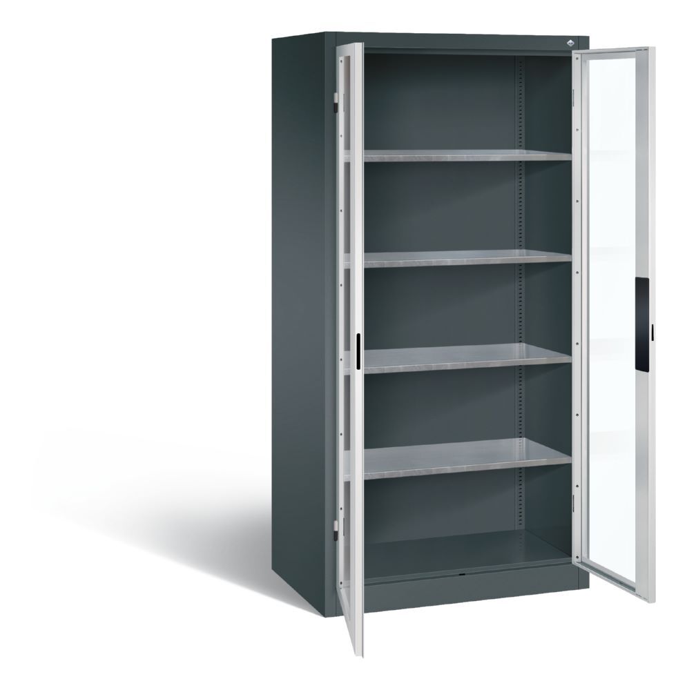 C+P Werkstattschrank mit Fenstertüren aus Acrylglas anthrazit 930 x 600 x 1950 mm Produktbild C+P Werkstattschrank mit Fenstertüren aus Acrylglas anthrazit 930 x 600 x 1950 mm bild 2