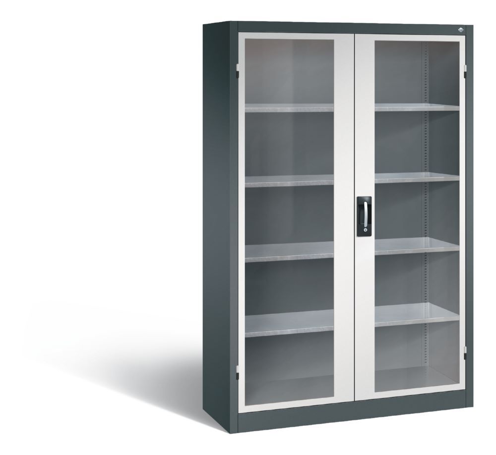C+P Werkstattschrank mit Fenstertüren aus Stahl grau anthrazit 1200 x 400 x 1950 mm Produktbild C+P Werkstattschrank mit Fenstertüren aus Stahl grau anthrazit 1200 x 400 x 1950 mm