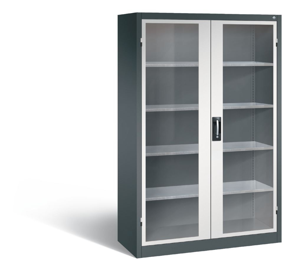 C+P Großer Werkstattschrank mit Acrylglasfenster lichtgrau 1200 x 500 x 1950 mm Produktbild C+P Großer Werkstattschrank mit Acrylglasfenster lichtgrau 1200 x 500 x 1950 mm
