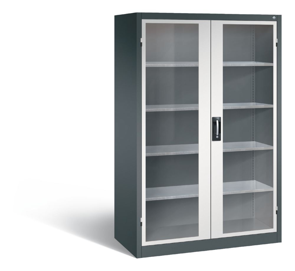 C+P Werkstattschrank mit Fenster H 1950 x B 1200 x T 600 mm anthrazit lichtgrau Produktbild C+P Werkstattschrank mit Fenster H 1950 x B 1200 x T 600 mm anthrazit lichtgrau
