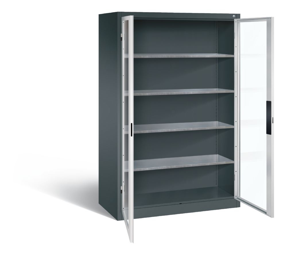 C+P Werkstattschrank mit Fenster H 1950 x B 1200 x T 600 mm anthrazit lichtgrau Produktbild C+P Werkstattschrank mit Fenster H 1950 x B 1200 x T 600 mm anthrazit lichtgrau bild 2