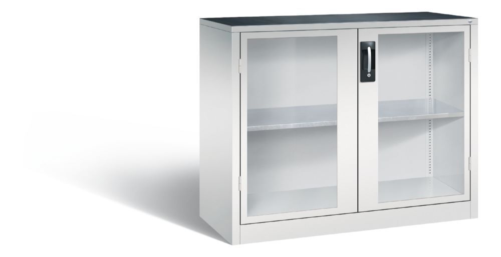 C+P Werkstattschrank aus Stahl mit Fenstertüren lichtgrau 1200 x 500 x 1000 mm Produktbild C+P Werkstattschrank aus Stahl mit Fenstertüren lichtgrau 1200 x 500 x 1000 mm
