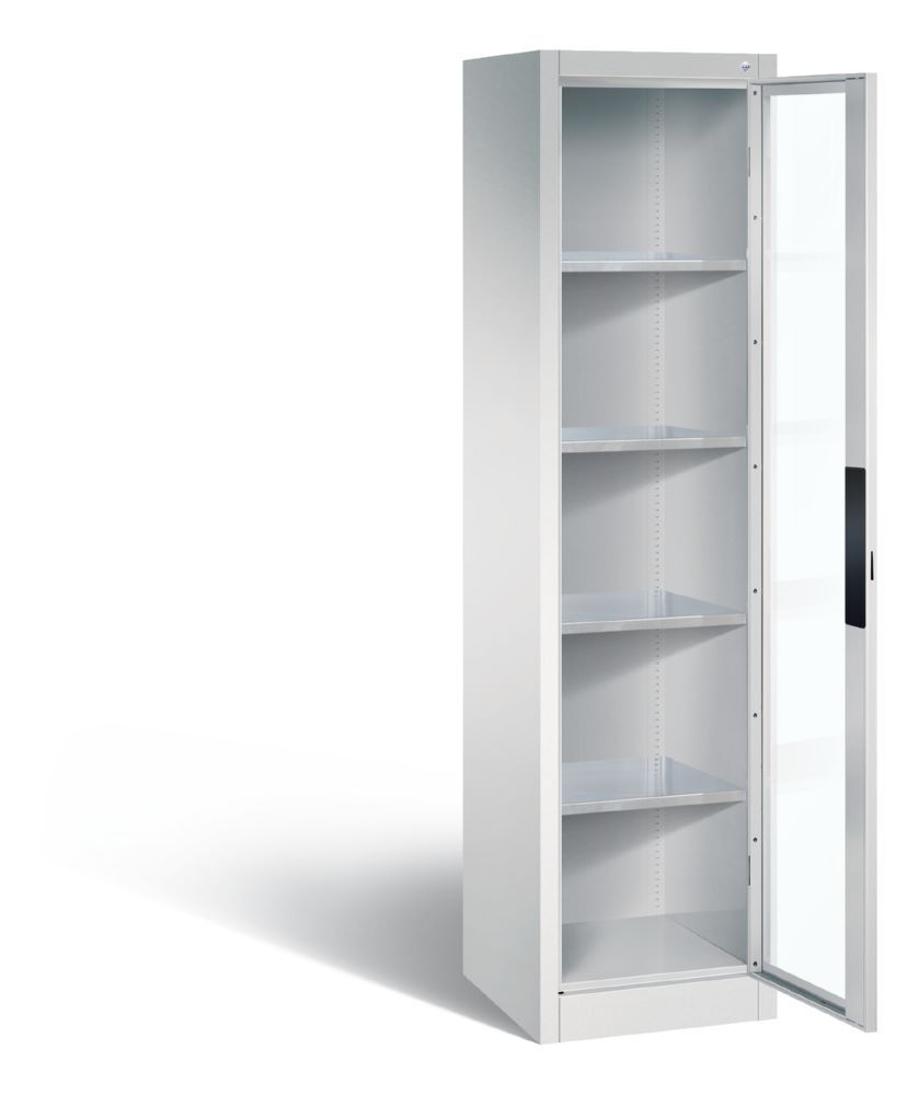 C+P Werkstattschrank mit Fenster und Zylinderschloss lichtgrau 502 x 500 x 1950 mm Produktbild C+P Werkstattschrank mit Fenster und Zylinderschloss lichtgrau 502 x 500 x 1950 mm bild 2