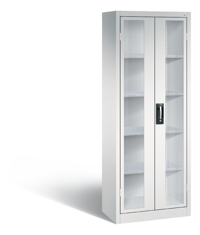C+P Werkstattschrank mit Fenstertüren lichtgrau 700 x 400 x 1950 mm Produktbild C+P Werkstattschrank mit Fenstertüren lichtgrau 700 x 400 x 1950 mm