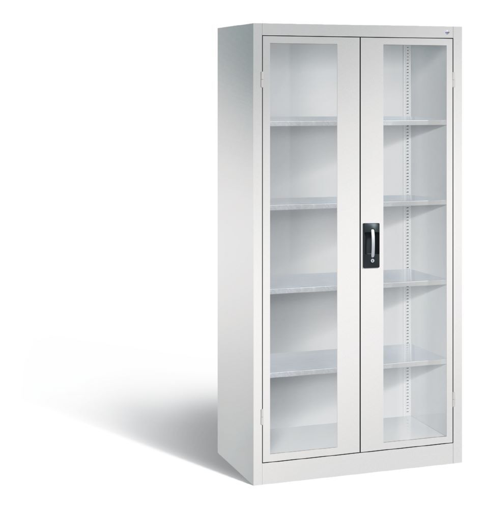C+P Werkstattschrank mit Fenstertüren in lichtgrau 930 x 500 x 1950 mm Produktbild C+P Werkstattschrank mit Fenstertüren in lichtgrau 930 x 500 x 1950 mm