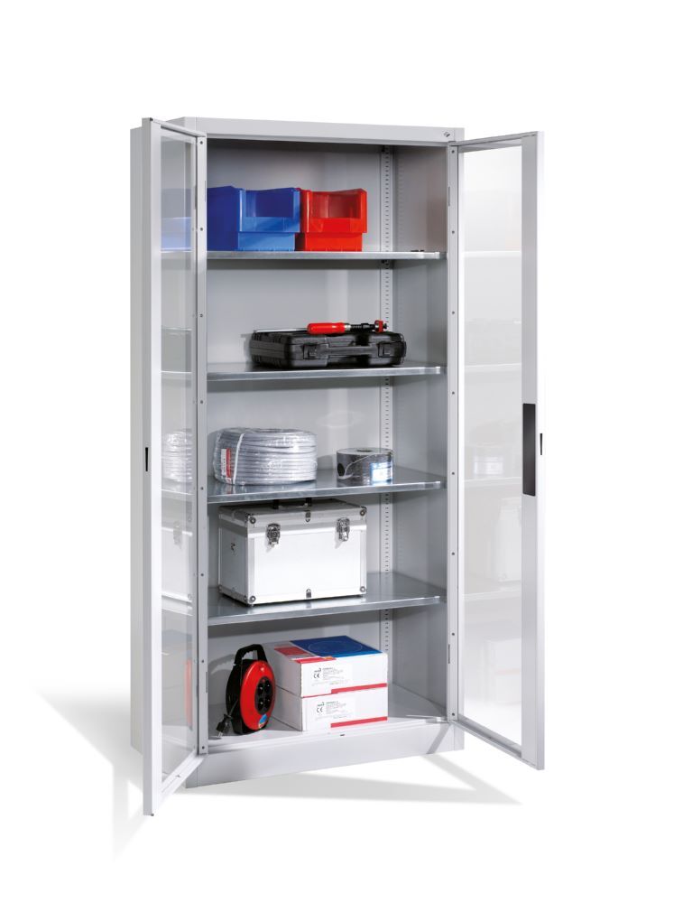 C+P Werkstattschrank mit Fenstertüren in lichtgrau 930 x 500 x 1950 mm Produktbild C+P Werkstattschrank mit Fenstertüren in lichtgrau 930 x 500 x 1950 mm bild 3