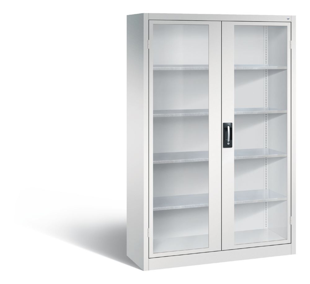 C+P Stahl Werkstattschrank mit Fenstertüren lichtgrau 1200 x 400 x 1950 mm Produktbild C+P Stahl Werkstattschrank mit Fenstertüren lichtgrau 1200 x 400 x 1950 mm