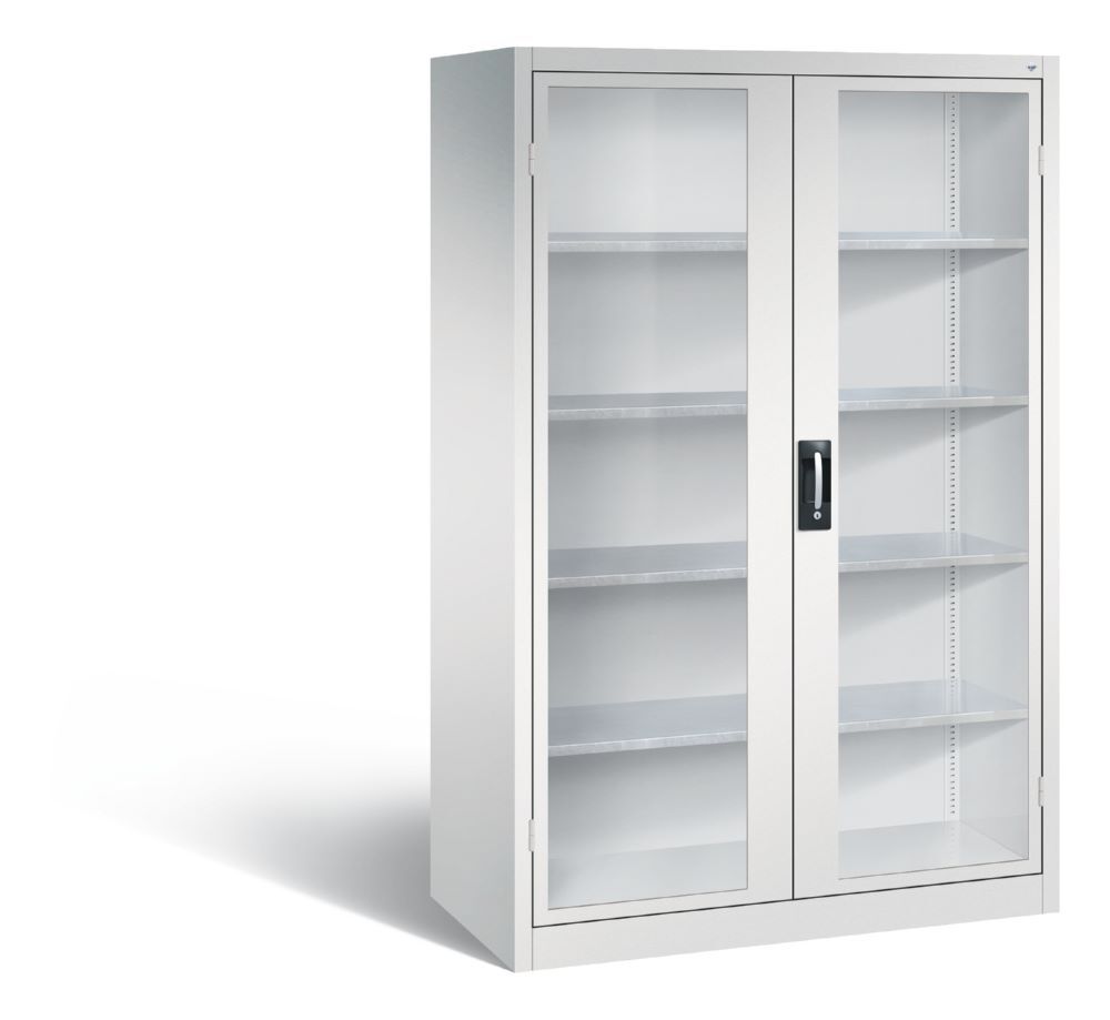 C+P Werkstattschrank Serie 89 mit Fenster H 1950 x B 1200 x T 600 mm in lichtgrau Produktbild C+P Werkstattschrank Serie 89 mit Fenster H 1950 x B 1200 x T 600 mm in lichtgrau