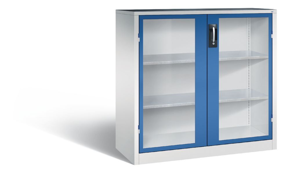 C+P Werkstattschrank Serie 89 mit 2 Fenster enzianblau 1200 x 500 x 1200 mm Produktbild C+P Werkstattschrank Serie 89 mit 2 Fenster enzianblau 1200 x 500 x 1200 mm