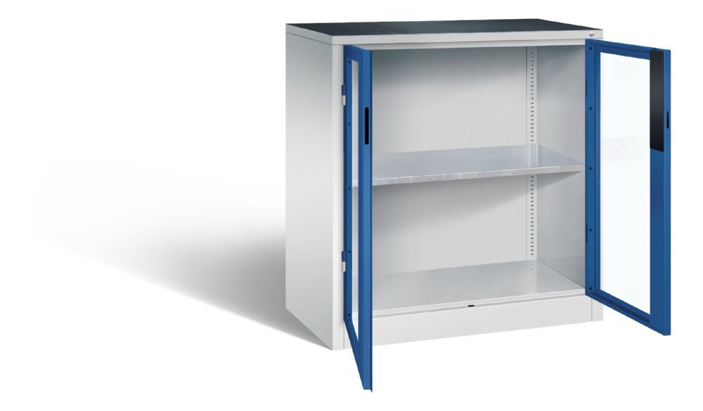 C+P Werkstattschrank mit Fenster und Ablageboden enzianblau 930 x 500 x 1000 mm Produktbild C+P Werkstattschrank mit Fenster und Ablageboden enzianblau 930 x 500 x 1000 mm bild 2