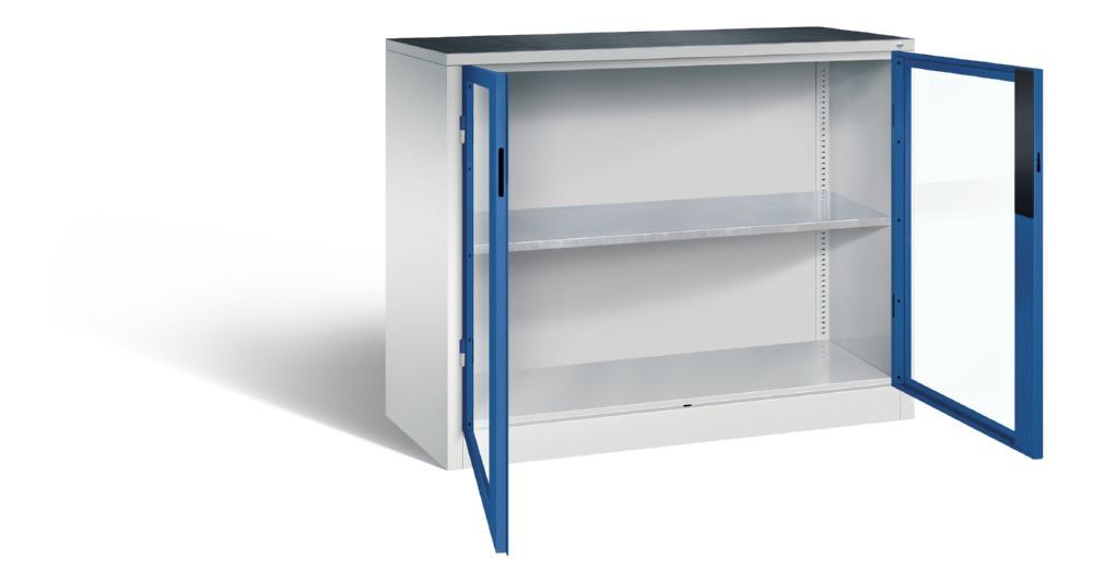 C+P Werkstattschrank aus Stahl mit Fenstertüren enzianblau 1200 x 500 x 1000 mm Produktbild C+P Werkstattschrank aus Stahl mit Fenstertüren enzianblau 1200 x 500 x 1000 mm bild 2