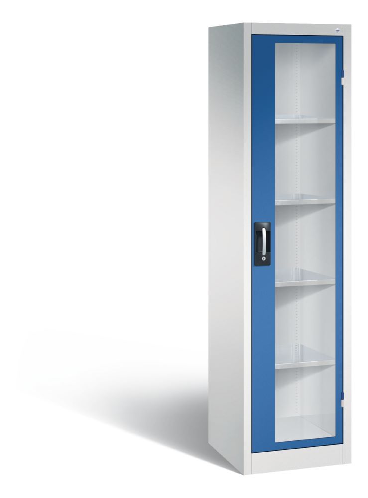 C+P Werkstattschrank mit Fenster aus Acrylglas enzianblau 502 x 500 x 1950 mm Produktbild C+P Werkstattschrank mit Fenster aus Acrylglas enzianblau 502 x 500 x 1950 mm