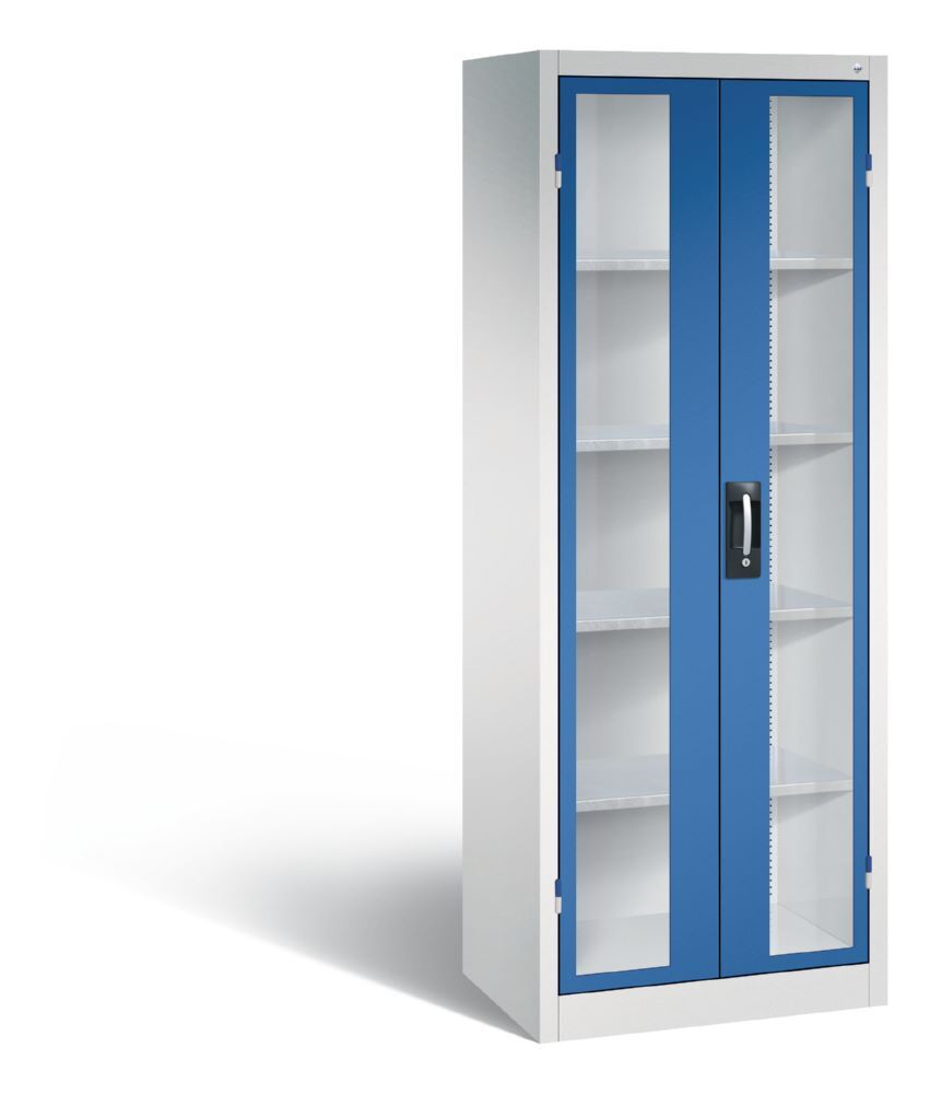 C+P Werkstattschrank mit Fenstertüren enzianblau 700 x 500 x 1950 mm Produktbild C+P Werkstattschrank mit Fenstertüren enzianblau 700 x 500 x 1950 mm