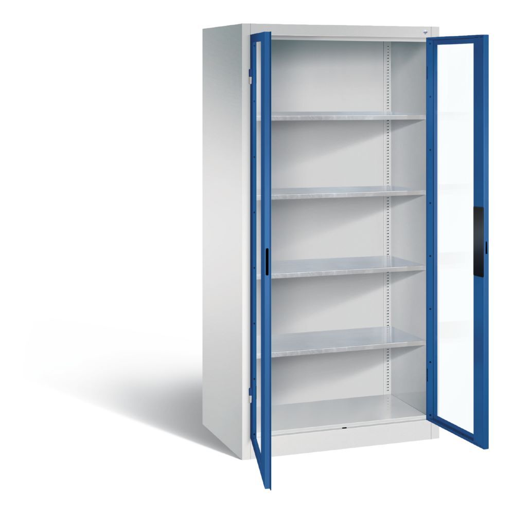C+P Werkstattschrank mit Fenstertüren enzianblau grau 930 x 600 x 1950 mm Produktbild C+P Werkstattschrank mit Fenstertüren enzianblau grau 930 x 600 x 1950 mm bild 2