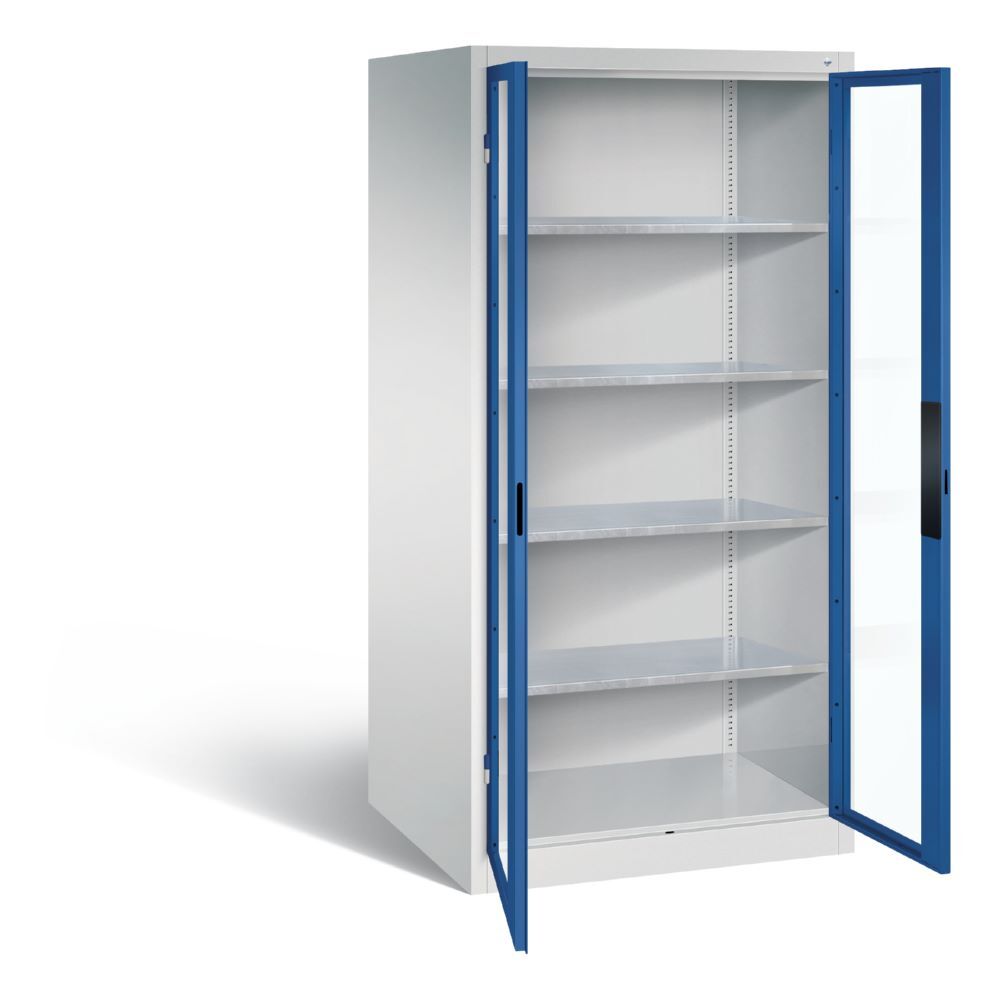 C+P Werkstattschrank mit Fenster H 1950 x B 930 x T 800 mm lichtgrau enzianblau Produktbild C+P Werkstattschrank mit Fenster H 1950 x B 930 x T 800 mm lichtgrau enzianblau bild 2