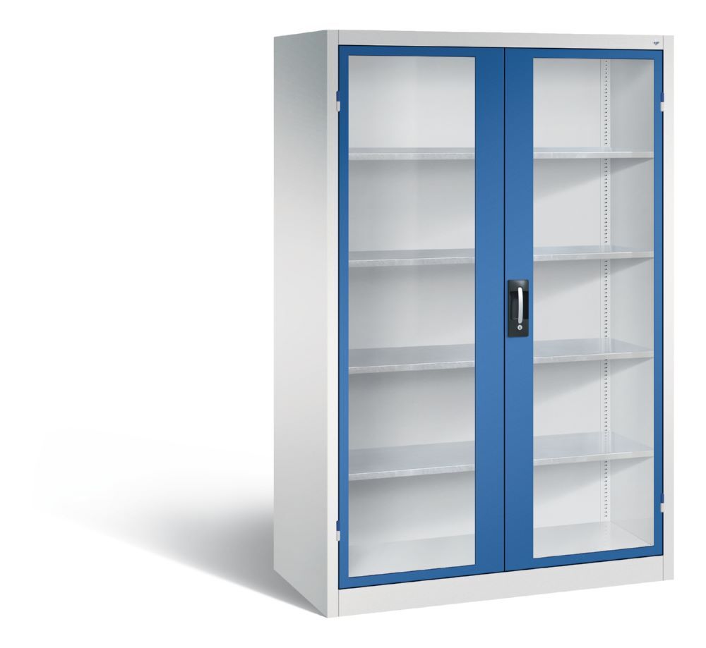 C+P Werkstattschrank mit Fenster 1950 x 1200 x 600 mm lichtgrau enzianblau Produktbild C+P Werkstattschrank mit Fenster 1950 x 1200 x 600 mm lichtgrau enzianblau