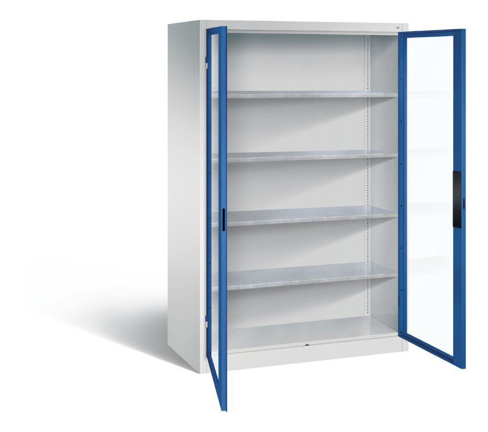 C+P Werkstattschrank mit Fenster 1950 x 1200 x 600 mm lichtgrau enzianblau Produktbild C+P Werkstattschrank mit Fenster 1950 x 1200 x 600 mm lichtgrau enzianblau bild 2