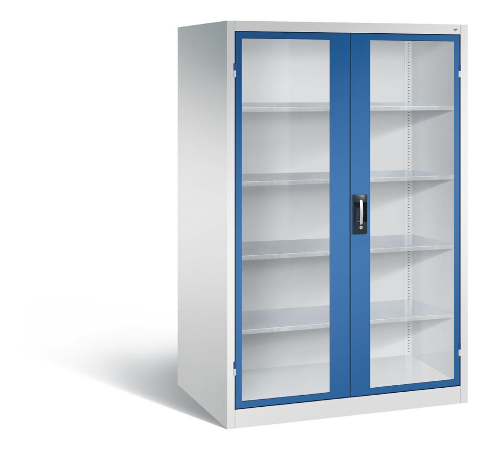 C+P Werkstattschrank mit Fenster 1950 x 1200 x 800 mm lichtgrau enzianblau Produktbild C+P Werkstattschrank mit Fenster 1950 x 1200 x 800 mm lichtgrau enzianblau