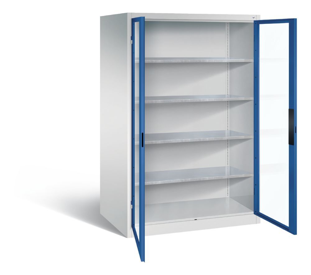 C+P Werkstattschrank mit Fenster 1950 x 1200 x 800 mm lichtgrau enzianblau Produktbild C+P Werkstattschrank mit Fenster 1950 x 1200 x 800 mm lichtgrau enzianblau bild 2