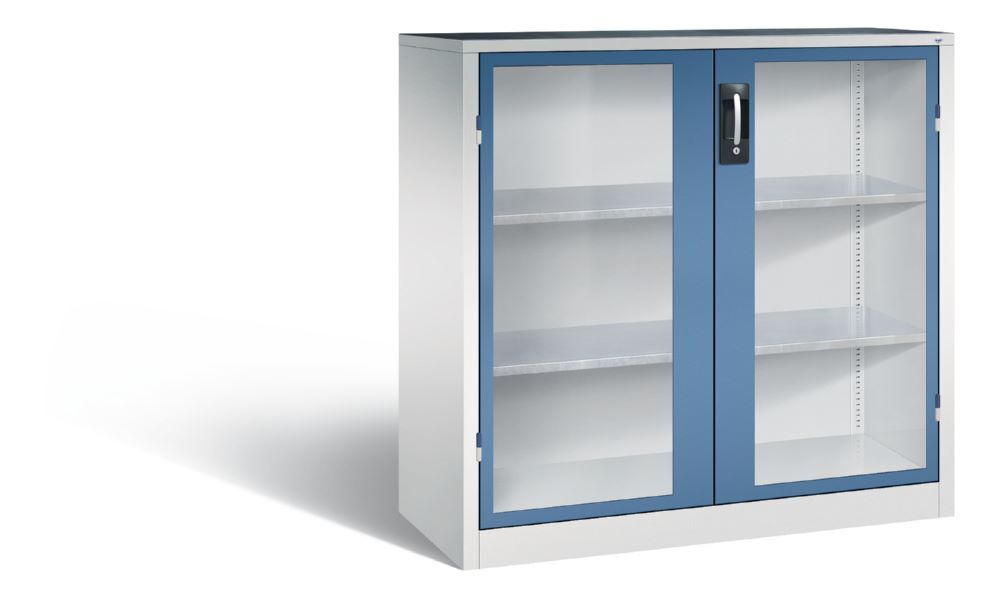 C+P Werkstattschrank Serie 89 mit 2 Fenster fernblau 1200 x 500 x 1200 mm Produktbild C+P Werkstattschrank Serie 89 mit 2 Fenster fernblau 1200 x 500 x 1200 mm