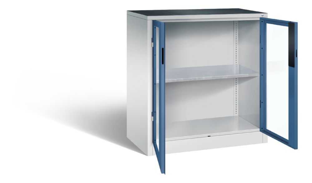 C+P Werkstattschrank mit Fenster und Fachboden fernblau 930 x 500 x 1000 mm Produktbild C+P Werkstattschrank mit Fenster und Fachboden fernblau 930 x 500 x 1000 mm bild 2