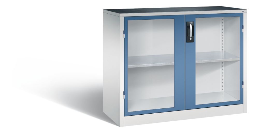 C+P Werkstattschrank aus Stahl mit Fenster fernblau 1200 x 500 x 1000 mm Produktbild C+P Werkstattschrank aus Stahl mit Fenster fernblau 1200 x 500 x 1000 mm