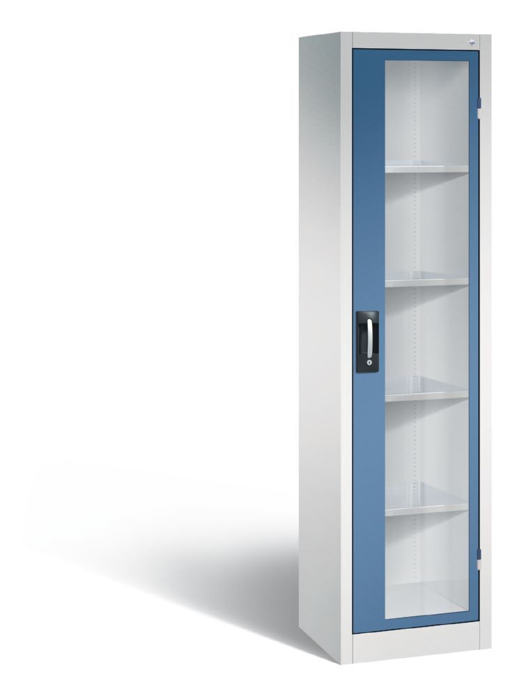 C+P Werkstattschrank mit Fenster 4 Fachböden fernblau 502 x 400 x 1950 mm Produktbild C+P Werkstattschrank mit Fenster 4 Fachböden fernblau 502 x 400 x 1950 mm