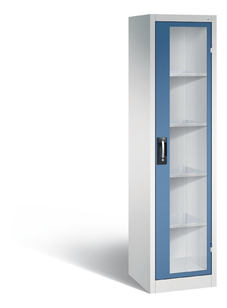 C+P Werkstattschrank mit Fenster aus Acrylglas fernblau 502 x 500 x 1950 mm Produktbild C+P Werkstattschrank mit Fenster aus Acrylglas fernblau 502 x 500 x 1950 mm