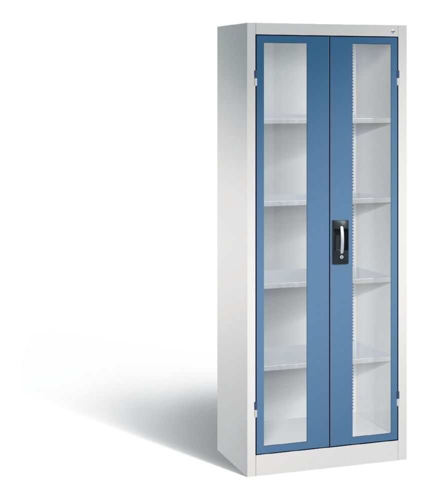 C+P Werkstattschrank mit Fenstertüren fernblau 700 x 400 x 1950 mm Produktbild C+P Werkstattschrank mit Fenstertüren fernblau 700 x 400 x 1950 mm