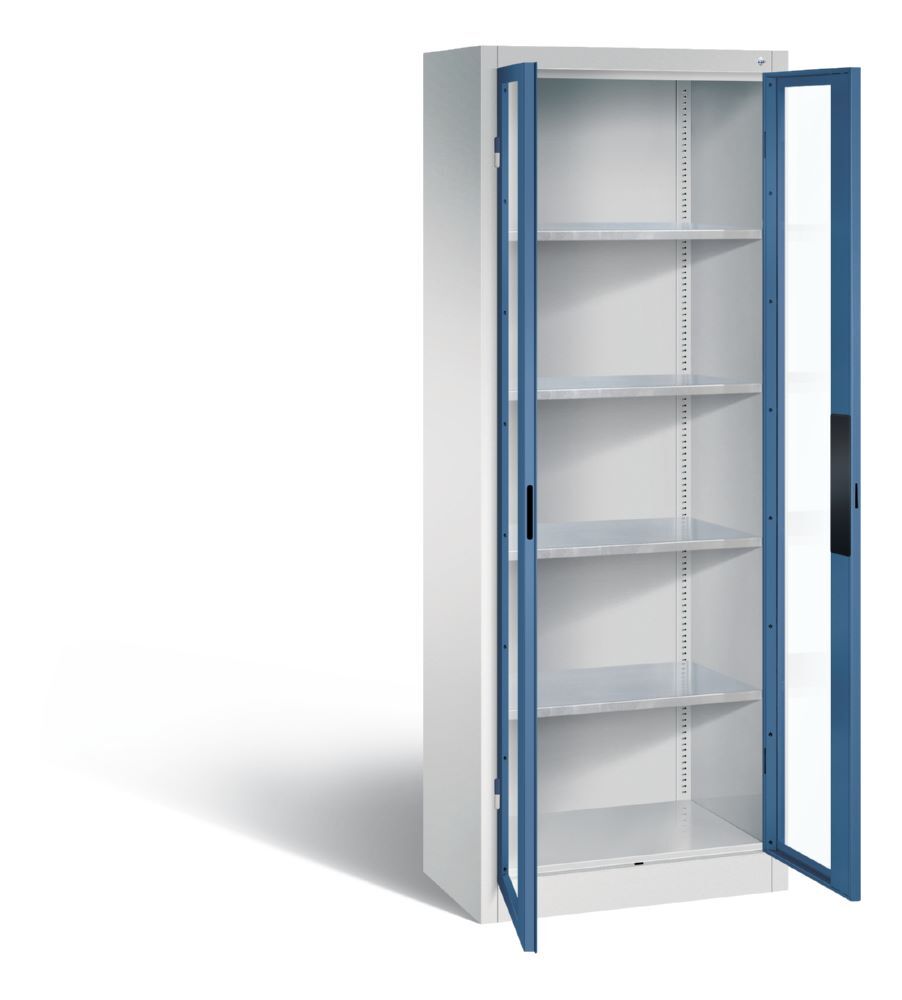 C+P Werkstattschrank mit Fenstertüren fernblau 700 x 400 x 1950 mm Produktbild C+P Werkstattschrank mit Fenstertüren fernblau 700 x 400 x 1950 mm bild 2