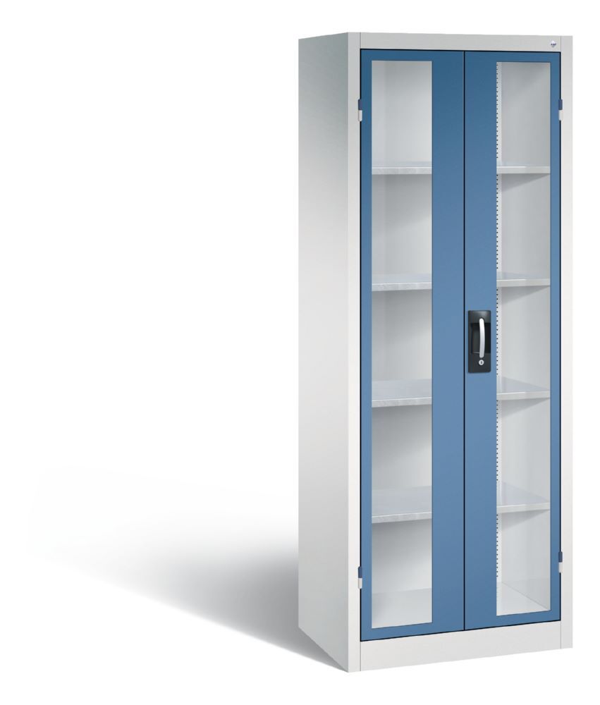 C+P Werkstattschrank mit Fenstertüren in fernblau 700 x 500 x 1950 mm Produktbild C+P Werkstattschrank mit Fenstertüren in fernblau 700 x 500 x 1950 mm