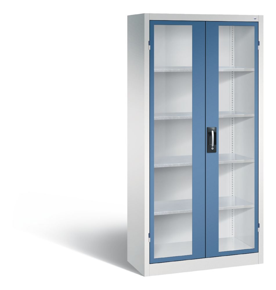C+P Werkstattschrank mit Fenster in fernblau 930 x 400 x 1950 mm Produktbild C+P Werkstattschrank mit Fenster in fernblau 930 x 400 x 1950 mm