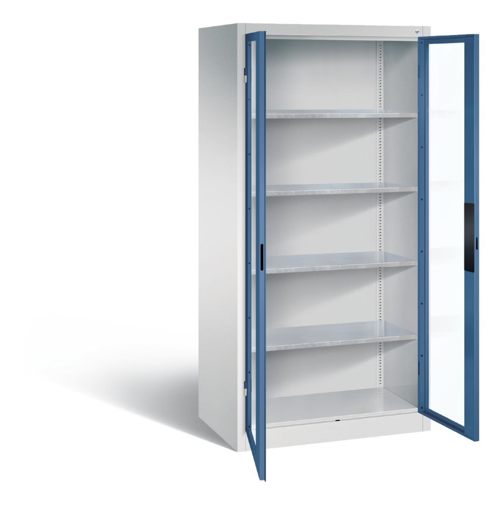 C+P Werkstattschrank mit Fenstertüren fernblau grau 930 x 600 x 1950 mm Produktbild C+P Werkstattschrank mit Fenstertüren fernblau grau 930 x 600 x 1950 mm bild 2