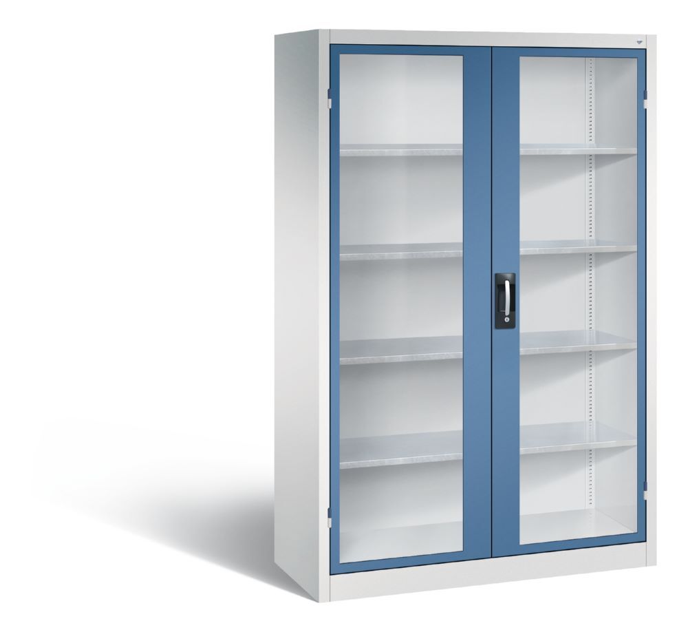 C+P Großer Werkstattschrank mit Sichtfenster fernblau 1200 x 500 x 1950 mm Produktbild C+P Großer Werkstattschrank mit Sichtfenster fernblau 1200 x 500 x 1950 mm